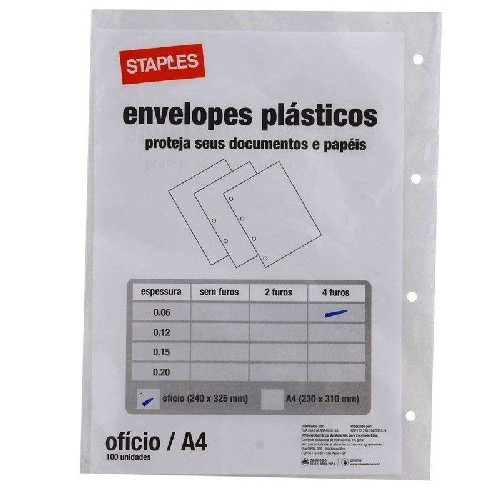 Envelope plástico 4 furos